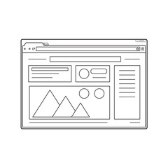 Line web browser window mockup. Website page template.