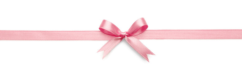 pink ribbon bow on white background