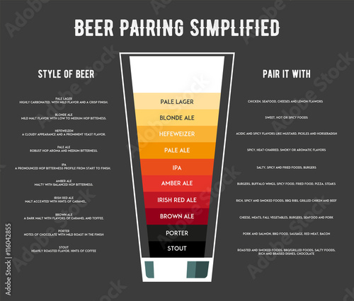 Fotomural Different types of beer poster vector illustration.