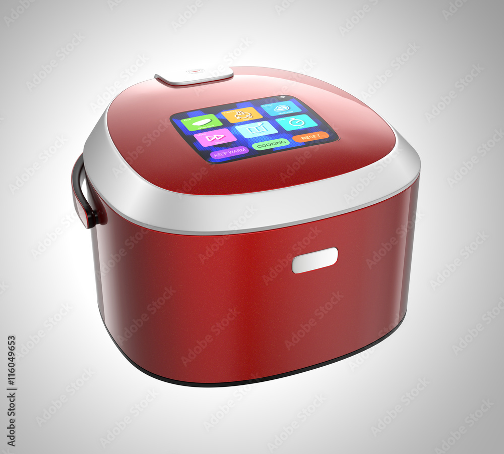 Cooked Rice Screen Rice cook with touch screen which can control rice cooking mode. 3D ...