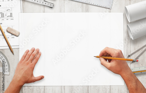 Fotomural Drawing project on blank white paper
