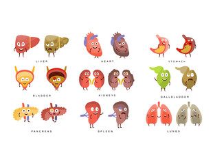 Poster - Healthy vs Sick Human Organs Infographic Illustration