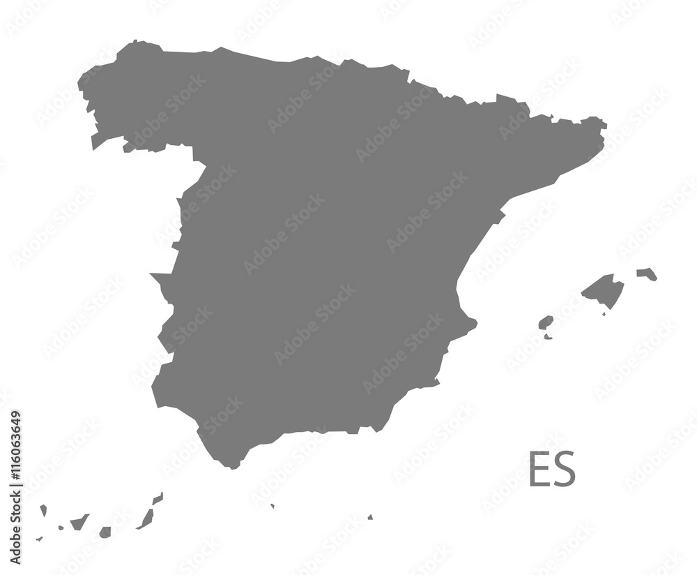 Spain Map grey - obrazy, fototapety, plakaty 