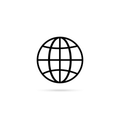 Wall Mural - black and white earth with shadow on white background