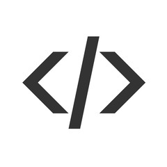 Coding icon. Sign of coding. Simple flat logo of code signs on white background. Vector illustration.