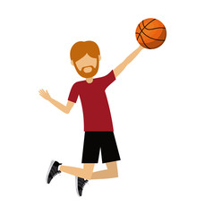 Sticker - male athlete practicing basketball isolated icon design, vector illustration  graphic 