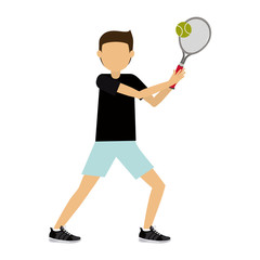 Sticker - male athlete practicing tennis isolated icon design, vector illustration  graphic 