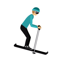 Sticker - male athlete practicing ski isolated icon design, vector illustration  graphic 