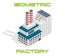 Vector isometric modern industrial and manufacturing factory building icon