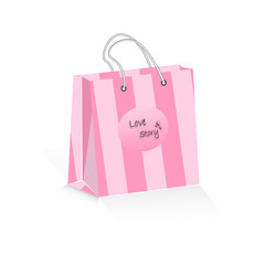 Wall Mural - paper package with stripes of light and dark pink on a white background