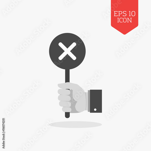 Hand holding reject, wrong sign icon. Flat design gray color sym - Buy ...