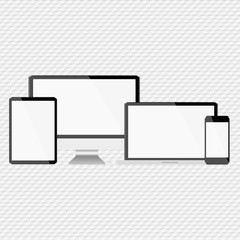 Wall Mural - set with light displays computer notebook tablet and phone