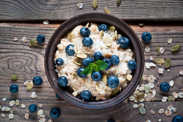 Wall Mural - Oatmeal with blueberries