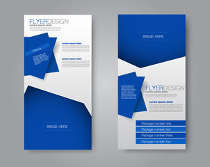 Vector flyer and leaflet design. Set of two side brochure templates. Blue color.