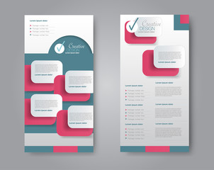 Wall Mural - Vector flyer and leaflet design. Set of two side brochure templates. Red and green color.