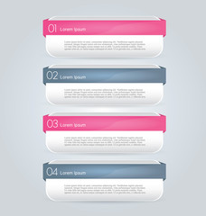 Wall Mural - Business infographics tabs template for presentation, education, web design, banner, brochure, flyer. Pink and grey colors. Vector illustration.