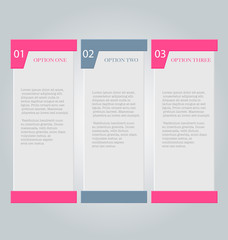 Wall Mural - Business infographics tabs template for presentation, education, web design, banner, brochure, flyer. Pink and grey colors. Vector illustration.