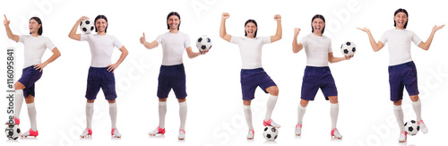 Juliste Young male football player isolated on white