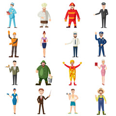 Wall Mural - Professions icons set in cartoon style. Worker set collection isolated vector illustration