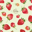 Vector strawberry tea seamless pattern.