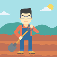 Canvas Print - Farmer with shovel vector illustration.