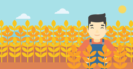 Poster - Farmer in wheat field vector illustration.