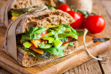 Veggie Sandwich With Vegetables And Pesto