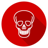 Fototapeta Niebo - Flat design red round skull vector icon