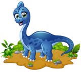 Fototapeta Dinusie - Cute blue dinosaur cartoon