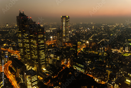Obraz Dibond Panoramę Tokio o zmierzchu
