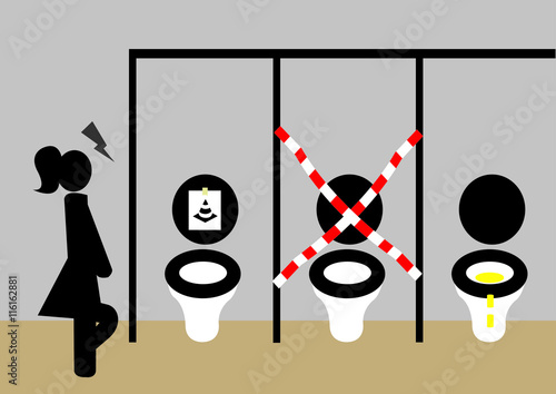Illustration Toilette Defekt Frau Verargert Verstopft Flatterband Pylon Abgesperrt Dreckig Tropfen Kaufen Sie Diese Vektorgrafik Und Finden Sie Ahnliche Vektorgrafiken Auf Adobe Stock Adobe Stock