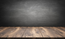 Wooden Table With Blackboard