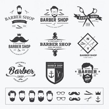 Vintage Barber Shop Logo Set