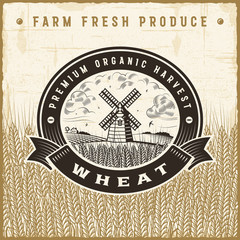 Wall Mural - Vintage wheat harvest label