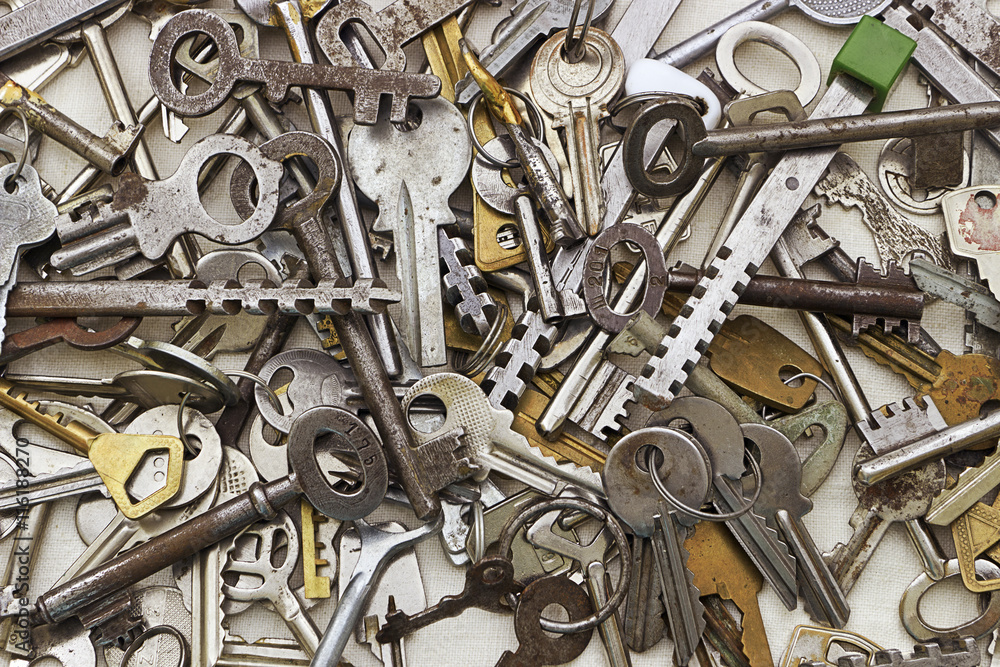 Keys to doors as a background