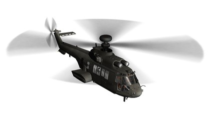 Wall Mural - military helicopter in flight isolated on white