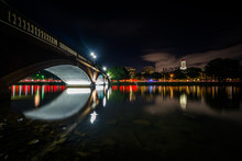 The John W Weeks Bridge And Charles River At Night, In Cambridge