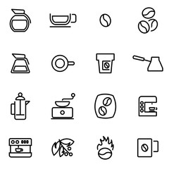 Canvas Print - Vector line coffee icon set