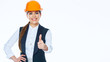 © Yuriy Shevtsov - Woman builder in business suit show thumb up.
