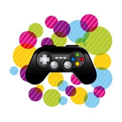 Control with striped circles icon. Video game design. Vector gra