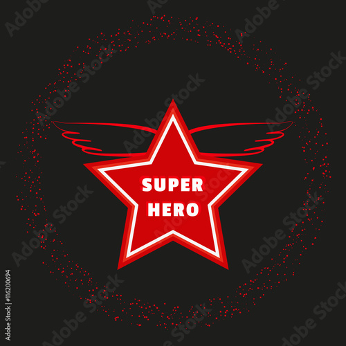 Super Hero Star Starring Banner Background Red Wings Success