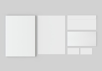 white stationery mock-up, template for branding identity on gray background. for graphic designers p
