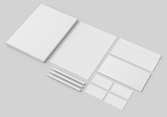 white stationery mock-up, template for branding identity on gray background. for graphic designers p