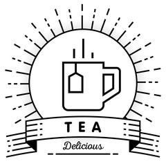 Wall Mural - Vector Tea Cup Icon with Linear Style