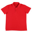 Red polo shirt isolated on white background