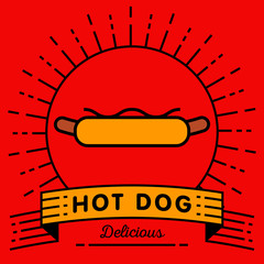 Wall Mural - Vector Hot Dog Icon with Linear Style