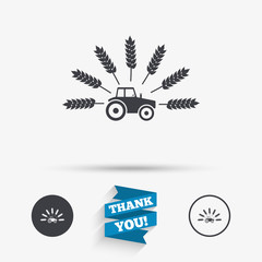 Canvas Print - Tractor sign icon. Agricultural industry symbol.