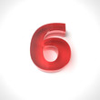 © SmirkDingo - 3d red number 6 in glass over white background. 3d render illustration