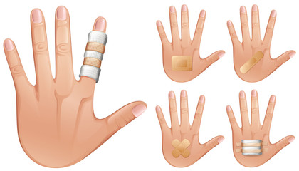 Wall Mural - fingers and hands wrapped with bandages
