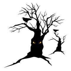 Wall Mural - raven and halloween tree